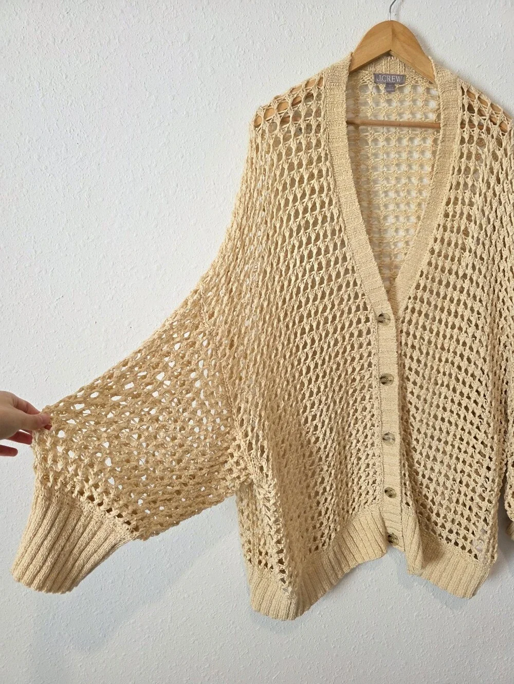 J.Crew Open Knit Cotton Blend Cardigan 3X